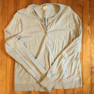 J. Crew Factory Teddie Light Gray Cardigan Sweater, Size XL